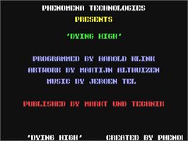 Title screen of Dying High on the Commodore 64.