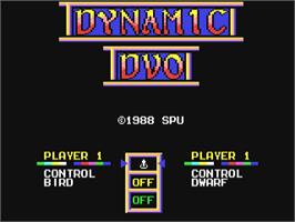Title screen of Dynamic Duo on the Commodore 64.