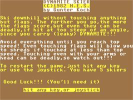 Title screen of Dynamite Skier on the Commodore 64.