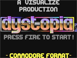 Title screen of Dystopia on the Commodore 64.
