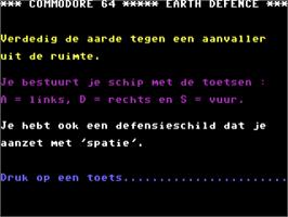 Title screen of Earth Defence (Laing/Supernova) on the Commodore 64.