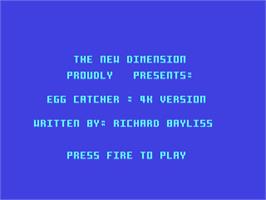 Title screen of Egg Catcher 4k on the Commodore 64.