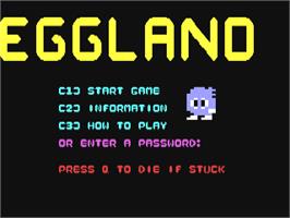 Title screen of Eggland on the Commodore 64.