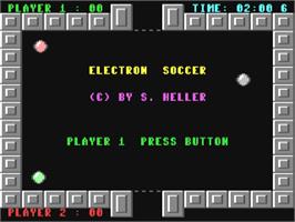 Title screen of Electron Soccer on the Commodore 64.