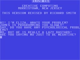 Title screen of Eliza (Creative Computing) on the Commodore 64.