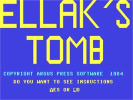 Title screen of Ellak's Tomb on the Commodore 64.