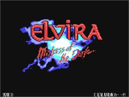 Title screen of Elvira: Mistress of the Dark on the Commodore 64.