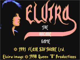 Title screen of Elvira: The Arcade Game on the Commodore 64.
