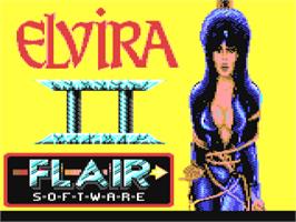 Title screen of Elvira II: The Jaws of Cerberus on the Commodore 64.