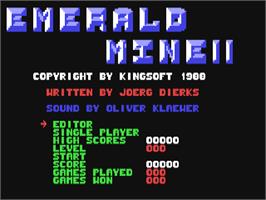 Title screen of Emerald Mine 2 on the Commodore 64.
