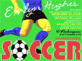 Title screen of Emlyn Hughes International Soccer on the Commodore 64.