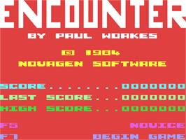 Title screen of Encounter (Novagen) on the Commodore 64.