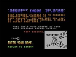 Title screen of Endzone on the Commodore 64.