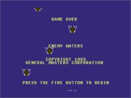 Title screen of Enemy Waters on the Commodore 64.