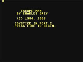 Title screen of Escape-man on the Commodore 64.