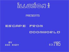 Title screen of Escape From Doomworld on the Commodore 64.