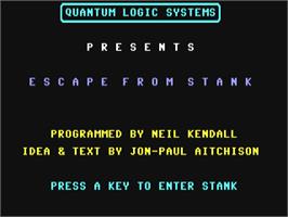 Title screen of Escape From Stank on the Commodore 64.