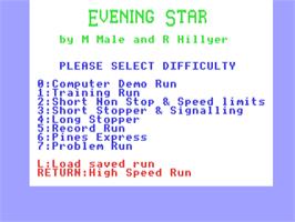 Title screen of Evening Star on the Commodore 64.