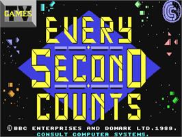 Title screen of Every Second Counts on the Commodore 64.