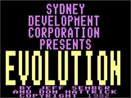 Title screen of Evolution (Sydney Development) on the Commodore 64.
