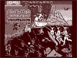 Title screen of Expedition Amazon on the Commodore 64.