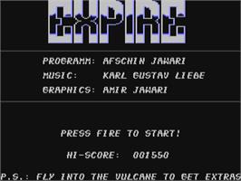 Title screen of Expire on the Commodore 64.