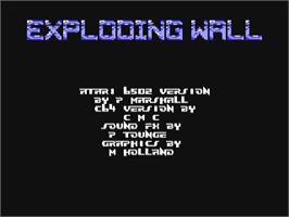 Title screen of Exploding Wall on the Commodore 64.