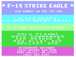 Title screen of F-15 Strike Eagle on the Commodore 64.