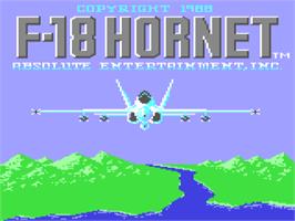 Title screen of F-18 Hornet on the Commodore 64.