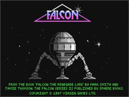 Title screen of Falcon: The Renegade Lord on the Commodore 64.