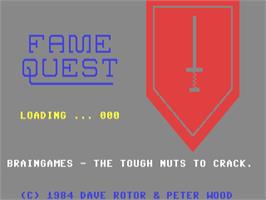 Title screen of Fame Quest on the Commodore 64.