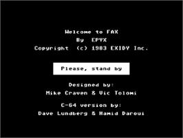 Title screen of Fax on the Commodore 64.