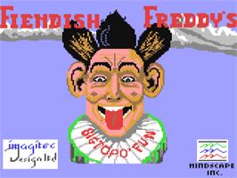 Title screen of Fiendish Freddy's Big Top O' Fun on the Commodore 64.