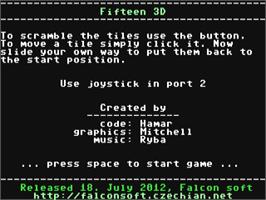 Title screen of Fifteen 3d on the Commodore 64.