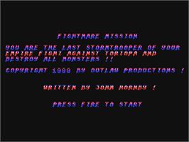 Title screen of Fightmare Mission on the Commodore 64.