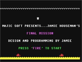 Title screen of Final Mission on the Commodore 64.