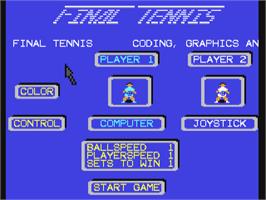 Title screen of Final Tennis on the Commodore 64.