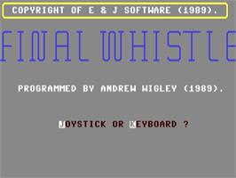 Title screen of Final Whistle on the Commodore 64.