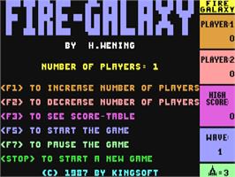 Title screen of Fire-galaxy on the Commodore 64.