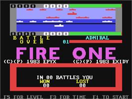 Title screen of Fire One on the Commodore 64.
