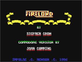 Title screen of Firelord on the Commodore 64.