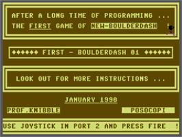Title screen of First Boulder 1 on the Commodore 64.