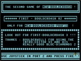 Title screen of First Boulder 2 on the Commodore 64.