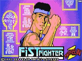 Title screen of Fist Fighter on the Commodore 64.