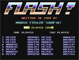 Title screen of Flash! on the Commodore 64.