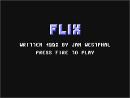 Title screen of Flix on the Commodore 64.