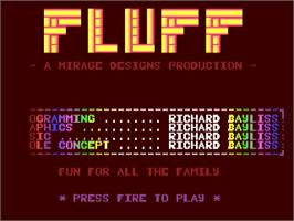 Title screen of Fluff on the Commodore 64.