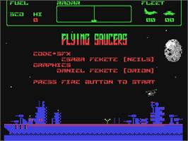 Title screen of Flying Saucers on the Commodore 64.
