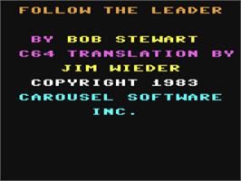 Title screen of Follow the Leader (Carousel Software) on the Commodore 64.