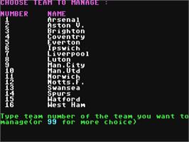 Title screen of Football Manager on the Commodore 64.